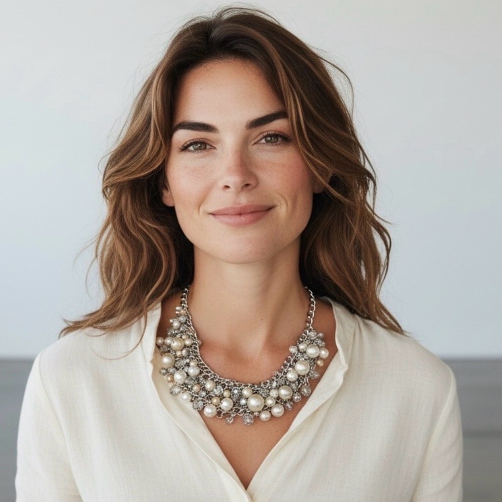 LOFT Vintage Pearl and Crystal Chain Necklace